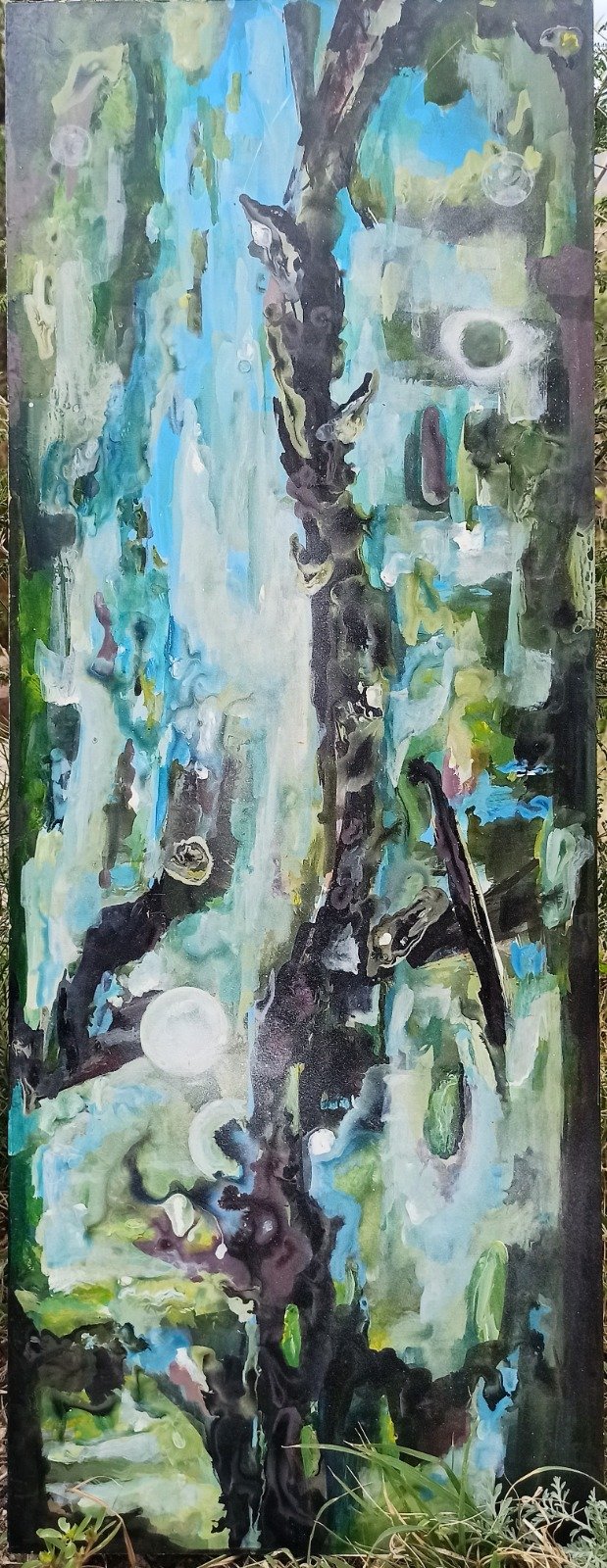Susurros del agua - Esmalte sobre madera, obra original de la artista