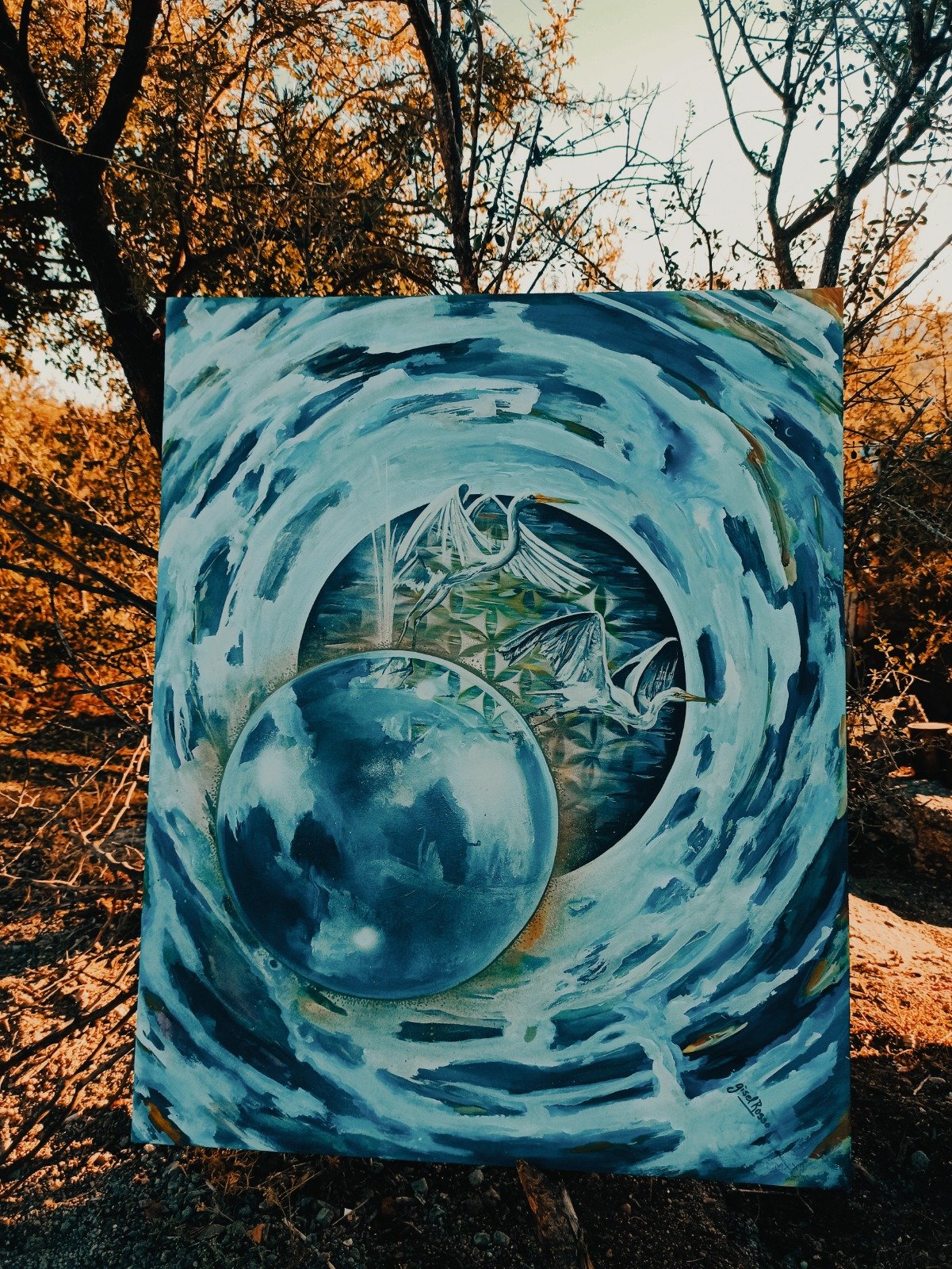 El todo - Esmaltes sobre lienzo, técnica mixta, obra original de la artista