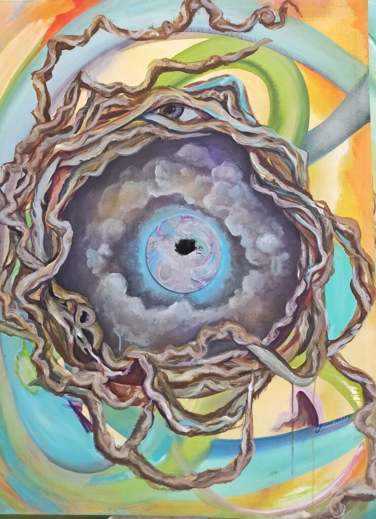 Profundo - Esmalte sobre lienzo, obra original de la artista"