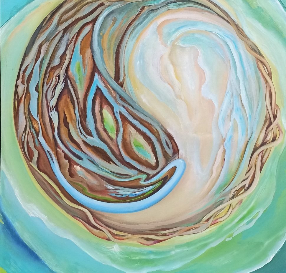 Conciencia - Esmalte sobre lienzo, obra original de la artista