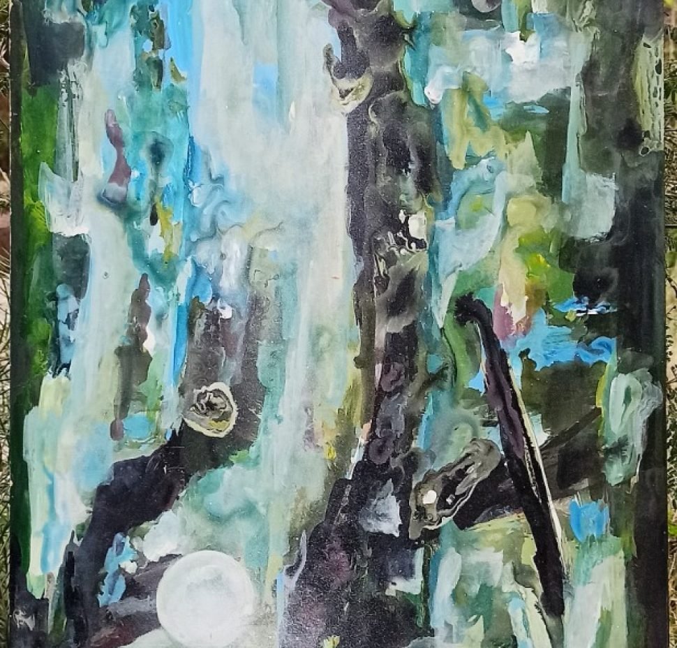 Susurros del agua - Esmalte sobre madera, obra original de la artista