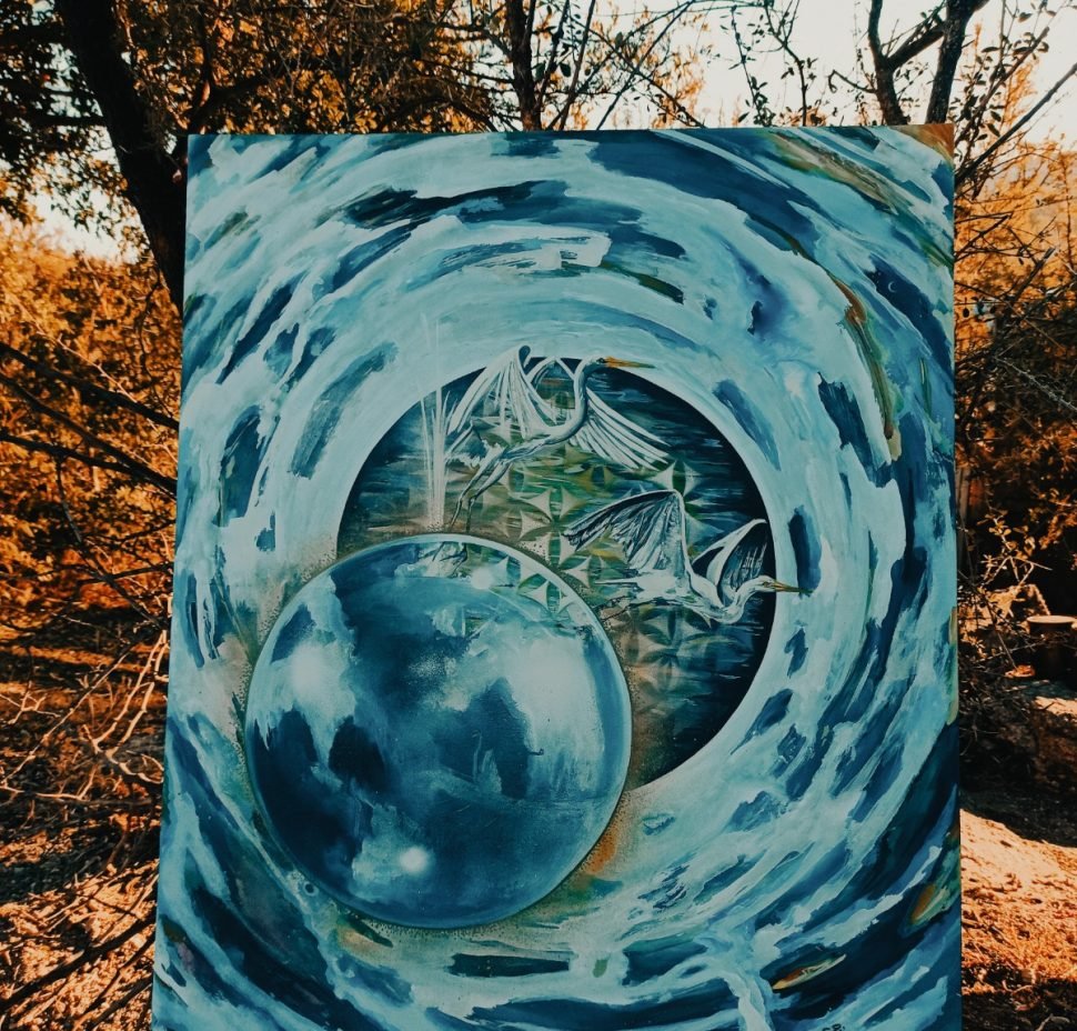 El todo - Esmaltes sobre lienzo, técnica mixta, obra original de la artista