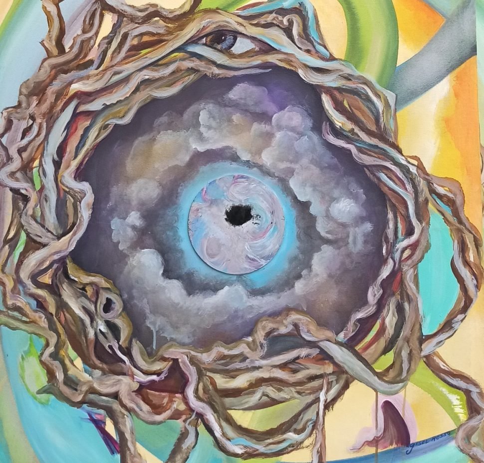 Profundo - Esmalte sobre lienzo, obra original de la artista"